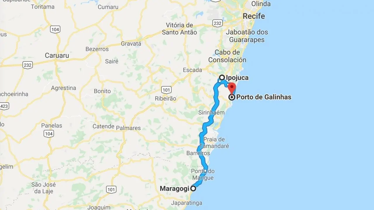 How to get from Maragogi to Porto de Galinhas