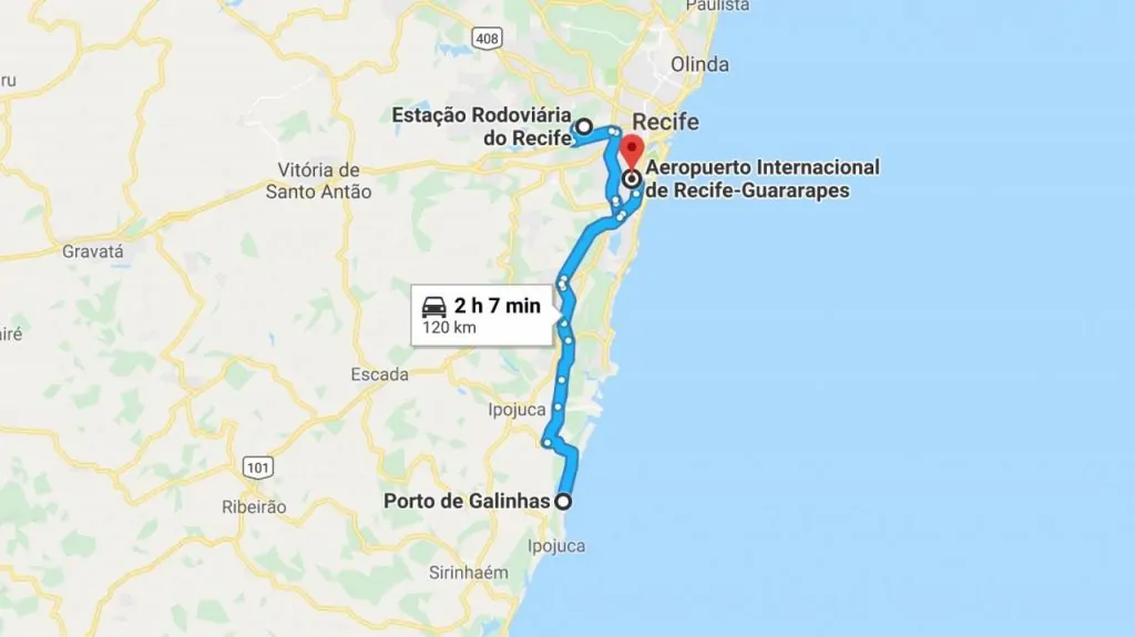How to get from Recife bus station to Porto de Galinhas